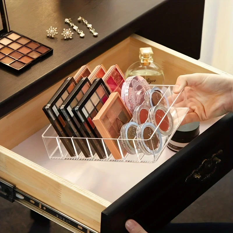 Transparent Eyeshadow Palette Storage Box, Cosmetic Powder Blush, Organizing Dressing Table Drawer Divider Lipstick Box