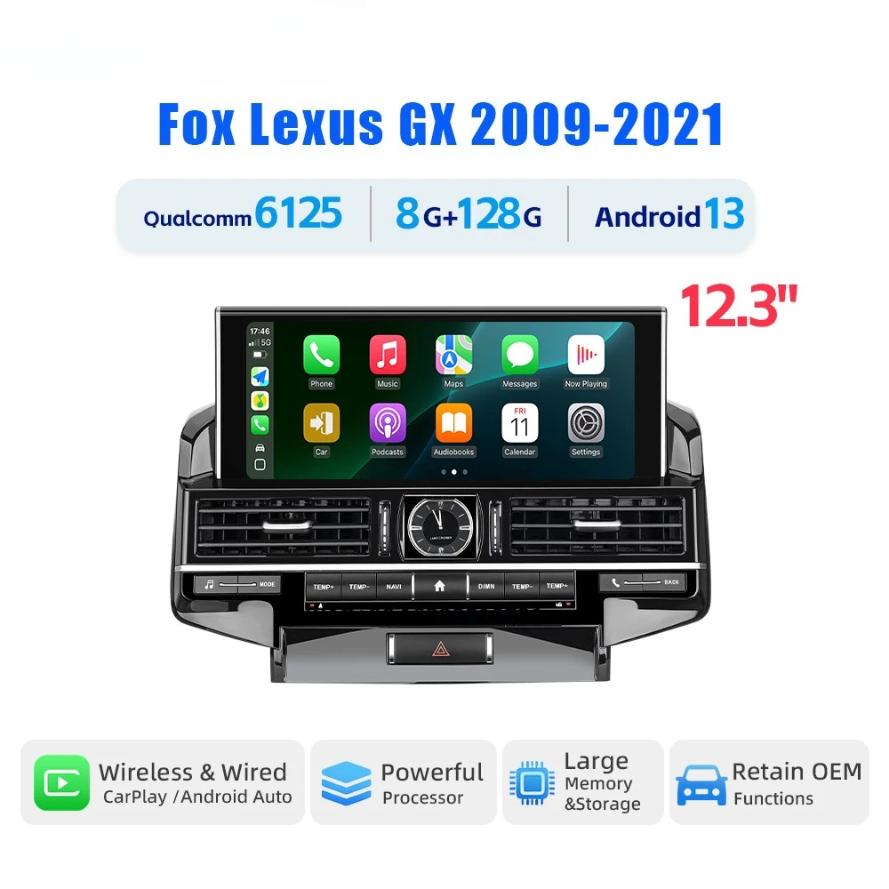 Land Cruiser 200 2012-2015 Car DVD  Player 12.3''  Android 13 with CarPlay Android Interface Binarytek