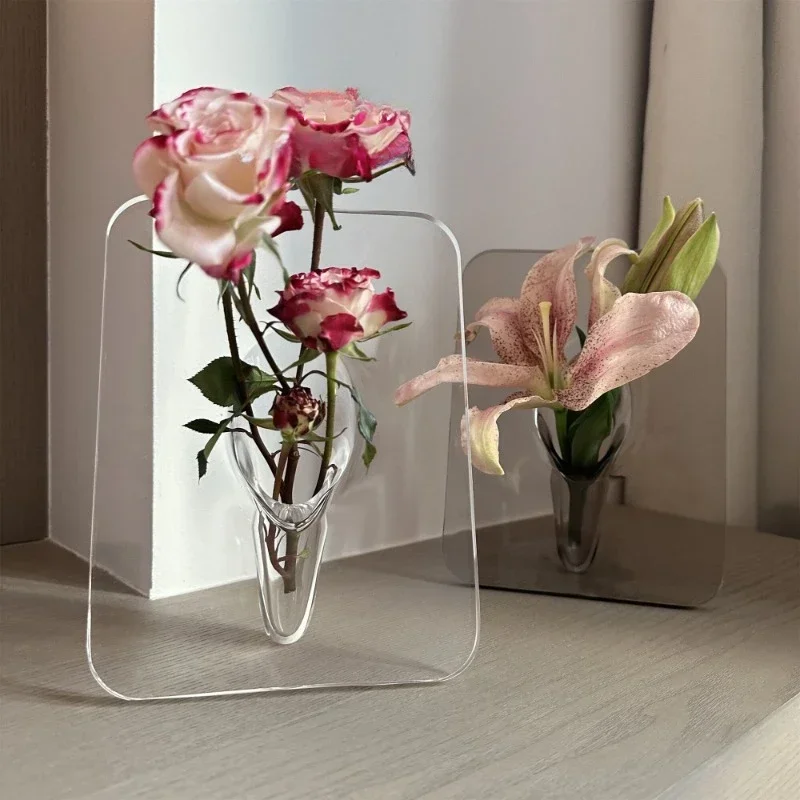 Nordic Hydroponic Vase, Creative Art Photo Frame, Planar Home Decor, Haute Couture Flower Arrangement for Coffee Shop.