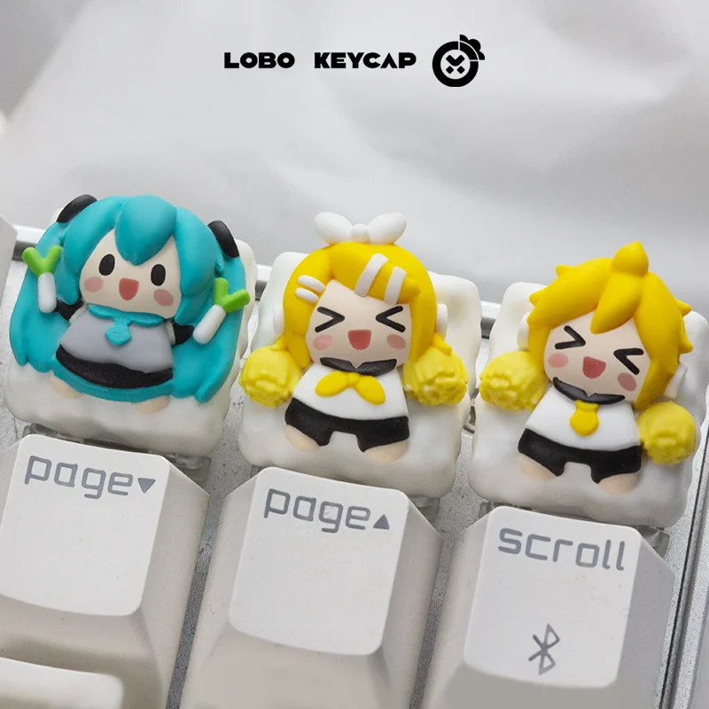 vocaloid-miku-rin-len-gemeos-lobo-kawaii-keycap-anime-personagem-mercadoria-teclado-acessorios-esc-substituicao-unico-keycaps