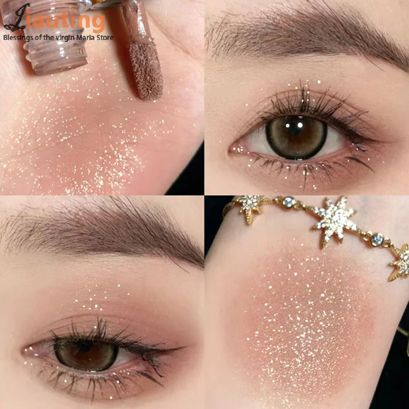 Brown Glitter Liquid Eyeshadow Stick Contour Blush Pigment Fine Shimmer Matte Natural Cheek Milk Coffee Shadow Cream Eye Makeup