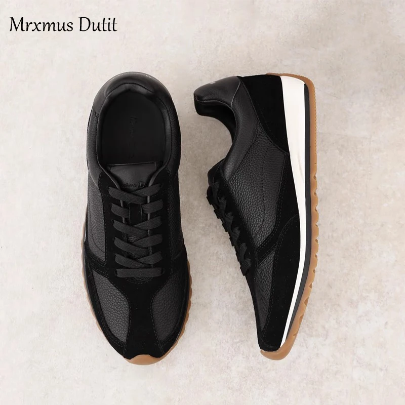 

Mrxmus Dutit2024 Fashion New Women Splicing Genuine Leather Thick Sole Lacing Sneaker Flat Casual Shoes Comfort Versatile Female