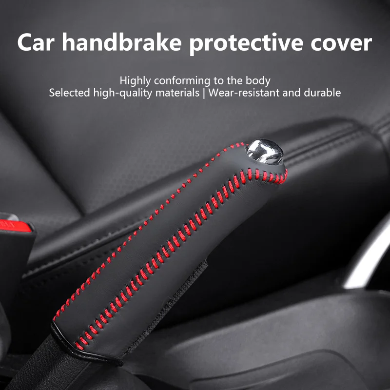 Wear-Resistant Hand-Sewn Leather Car Handbrake Cover Universal Gear Shift Lever Protective Decorative Cover