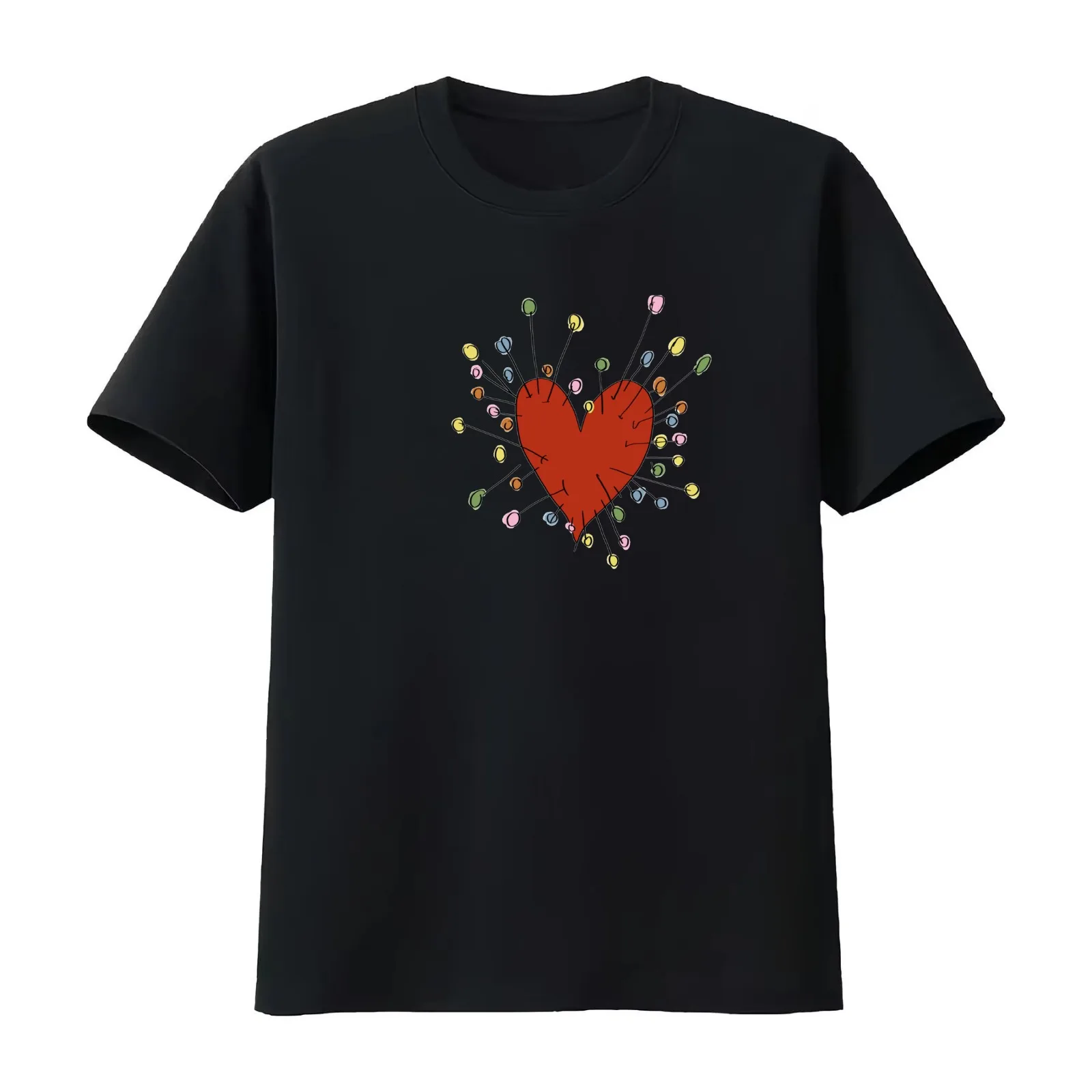 Voodoo Heart T-Shirt Summer Casual Cotton Tee Oversized Streetwear Tops Vintage Graphic Print Loose Fit Short Sleeve
