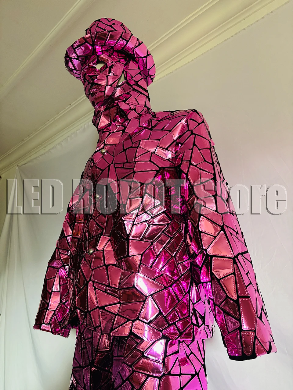 Pink Purple Mirror Fabric Material Robot Suit Stilts Walker Costume for Stage Show DJ Dancing Kryoman Giant Clothing