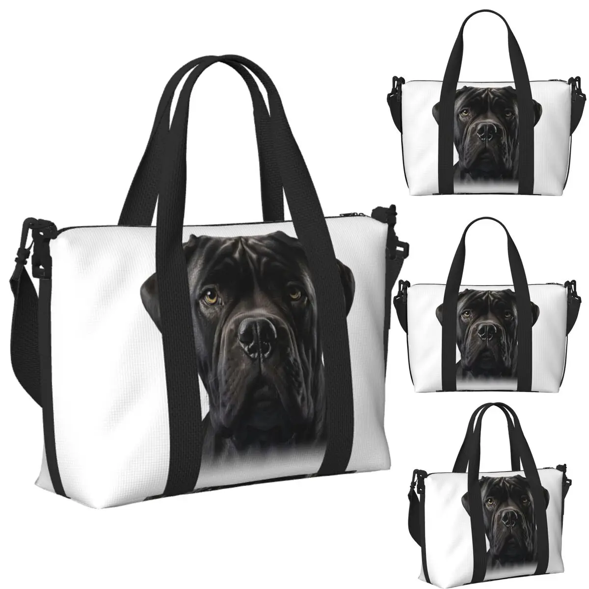 

Black Cane Corso Italian Mastiff Beach Travel Bag Large Capacity Tote Bags for Gym Sport Women Shopping Duffle Shoulder Bag