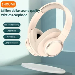 Shoumi 2023 Wireless Headphones Long Endurance Bluetooth Earphone Large Headset Low Latency Headband Gaming Headphone with Mic