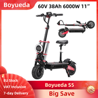 Boyueda S5 Electric Scooter Foldable 6000W Dual-motor 60V 38Ah 2280Wh 11-inch Off-road Tires Folding E-scooter Hydraulic Brakes