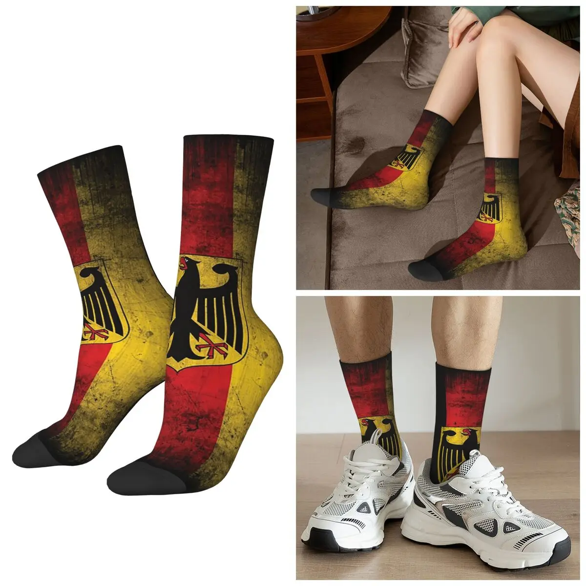 

Всесезонные носки с немецким флагом DK Reich, носки в стиле Харадзюку, забавные чулки для мужчин и женщин, подарки