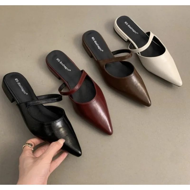

Summer New Style Women's Spring Summer Pointed Toe Women's Luxury Slippers Fashion Shallow Party Dress Ladies Flats Slides Shoes