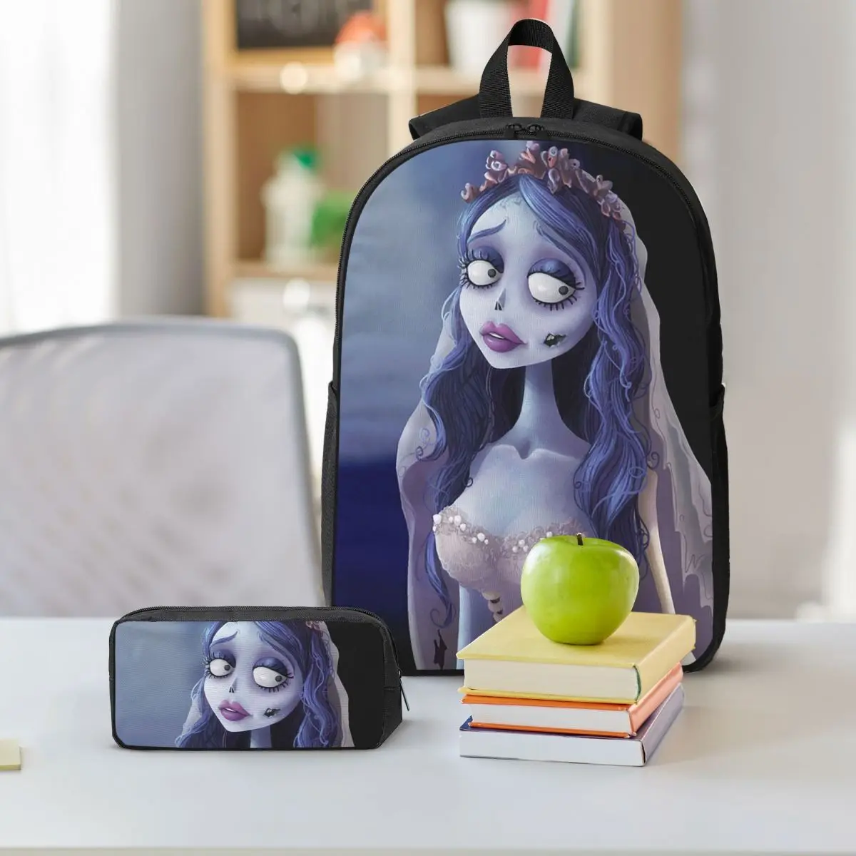 Emily The Corpse Bride Backpack Boys Girls BookBag School Bag Shoulder Bags 3ps Insulated Lunch Bag Pencil Case
