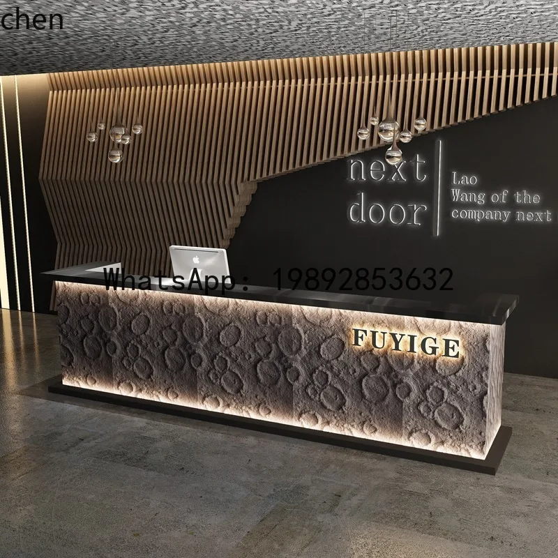 

X7 Front Desk Hotel Cashier Curved Beauty Salon Bar Counter Stainless Steel Reception Desk