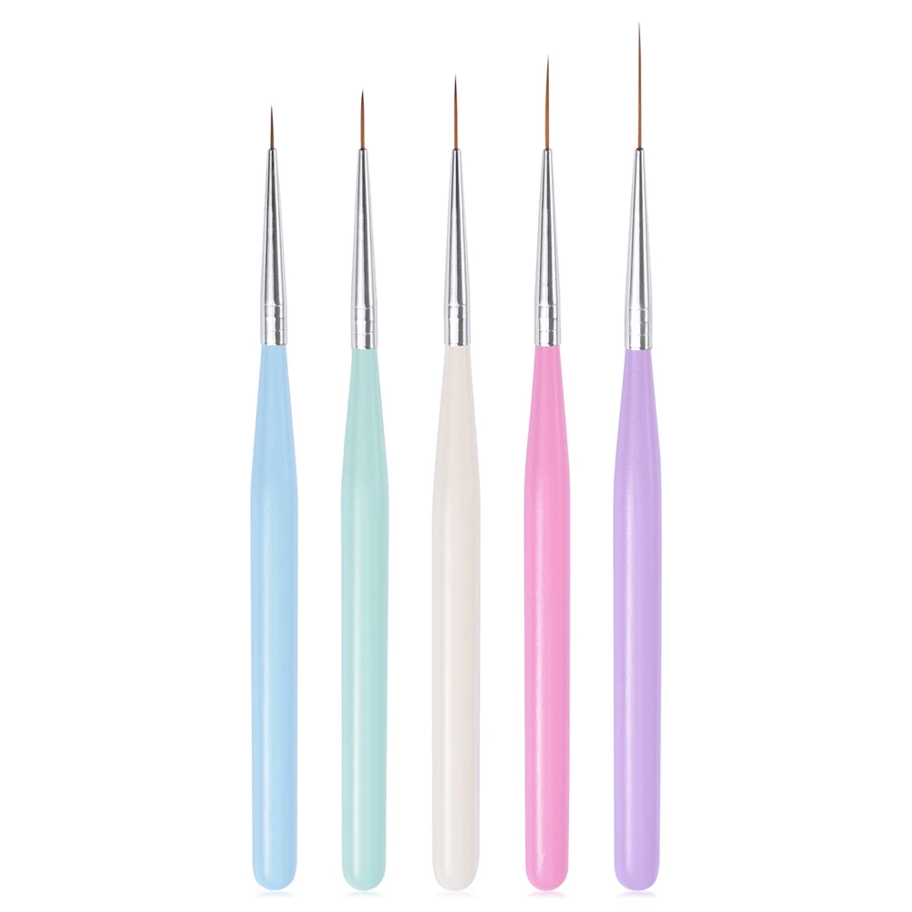 5PCS Nail Art Liner Brushes Acrylic UV Gel Colours Paints Builder Drawing Pen Hand Painted Brush DIY Manicure Design Accessories