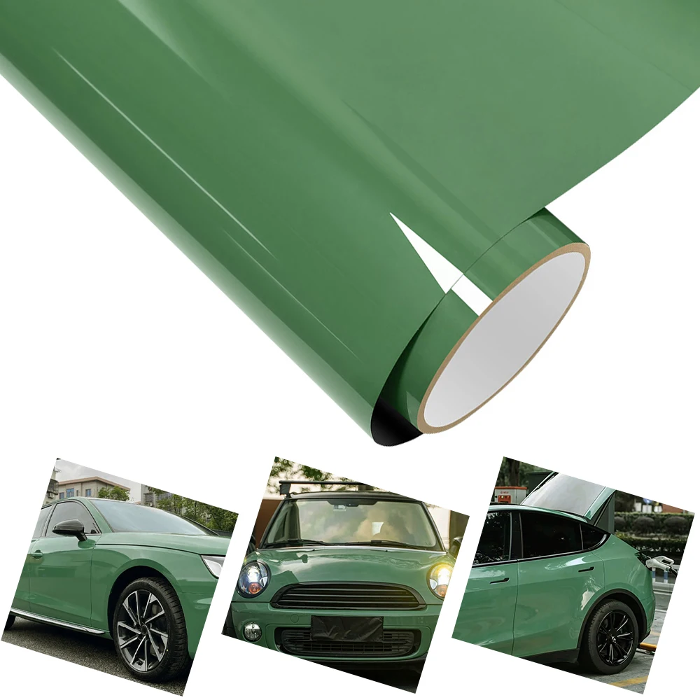 

Gloss PET Auratium Green Car Vinyl Film Car Wrap Decal With Air Release Motorcycle Auto Modification Decoration Film Accessories