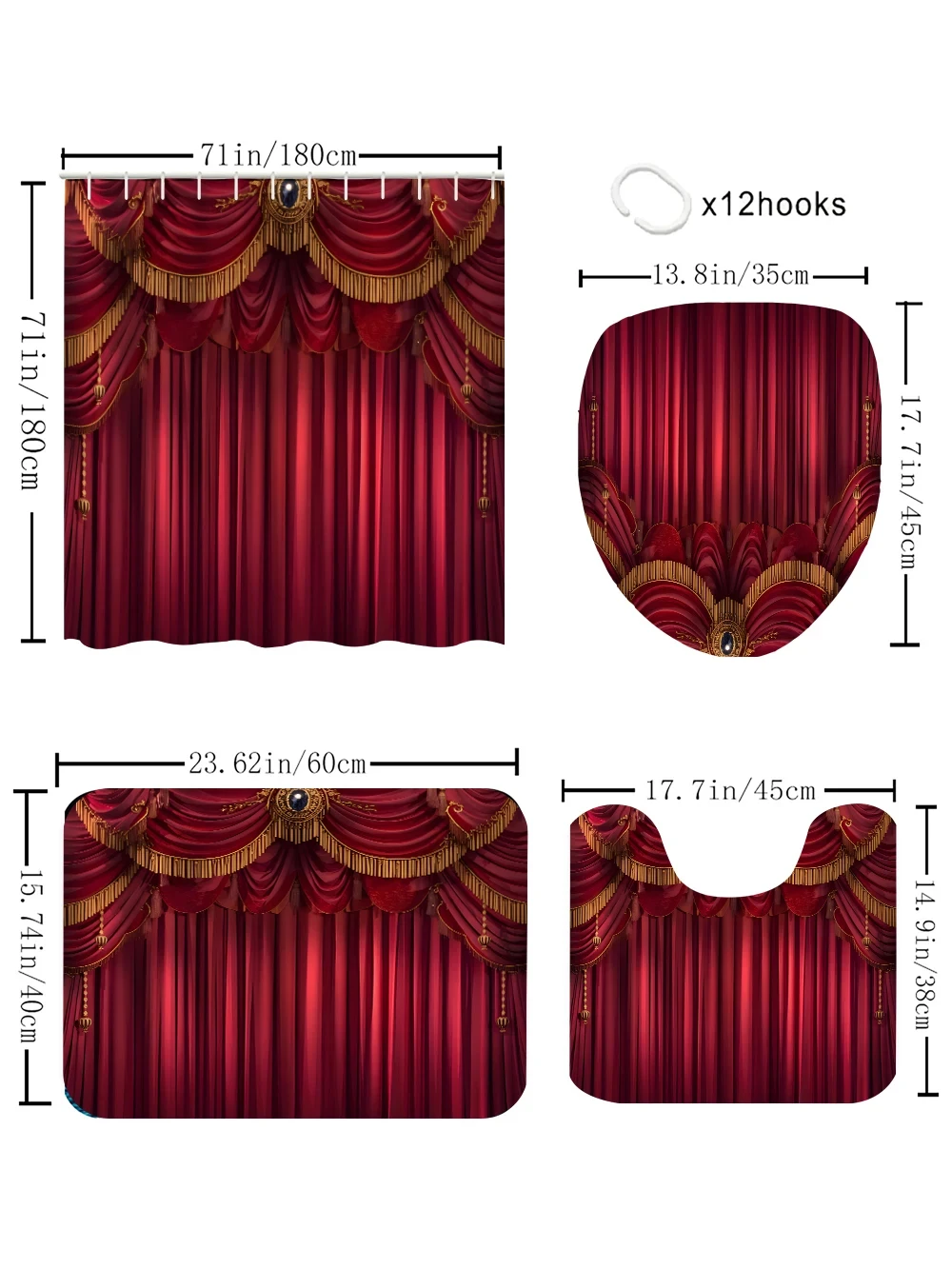 Luxurious Bathroom Four-piece Set - Avant-garde Waterproof Shower curtain, creating a complete bathroom suite