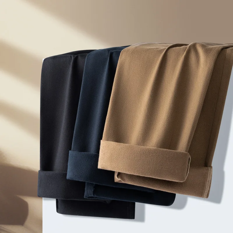 【Mirrordust】Autumn Winter New Men's Straight Casual Pants Loose Wear-Resistant Simple Versatile Business Solid Color Casual Long