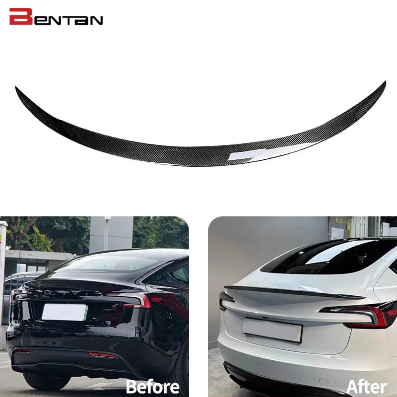 High-performance true carbon fiber spoiler for Tesla Model 3 Highland 2024 car original trunk rear wing car exterior parts