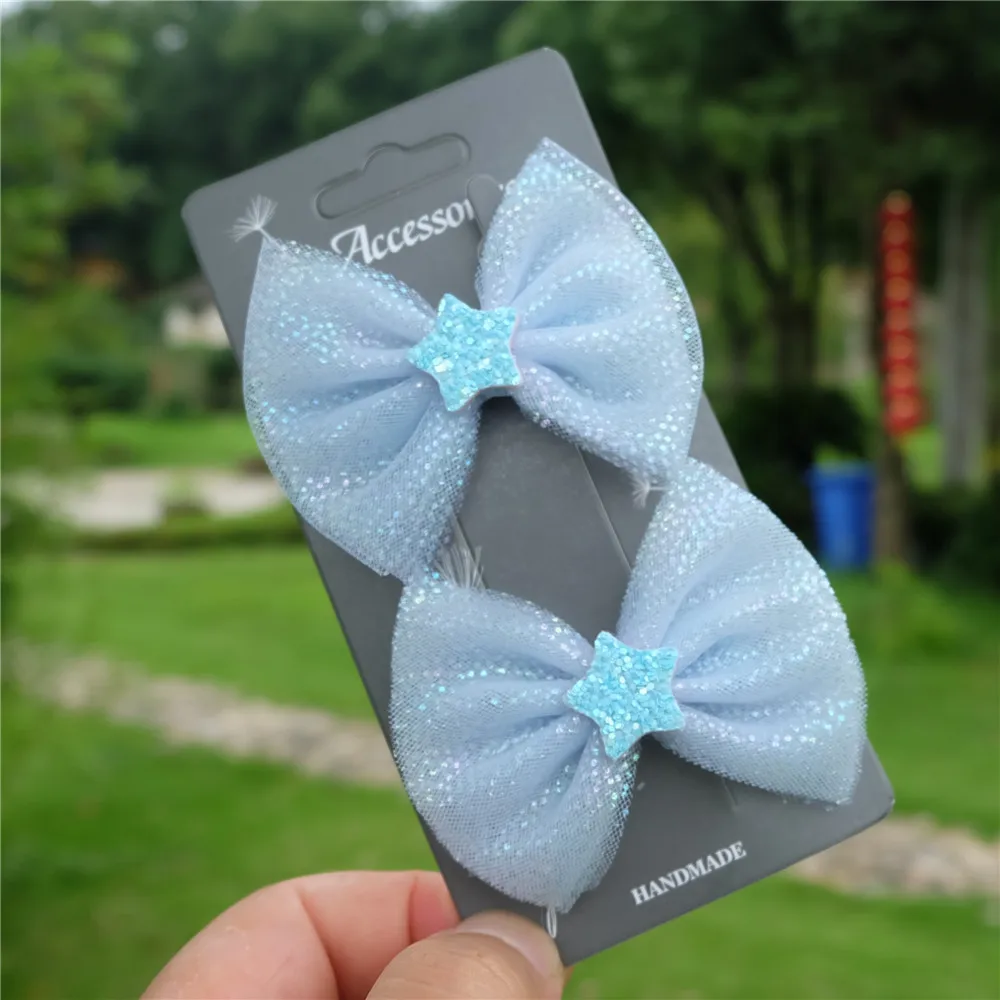 Girls\' Colored Yarn Bows Hair Clip Kids Hairpin Shiny Heart Barrettes Princess Headwear Children Hair Accessorie On Sales