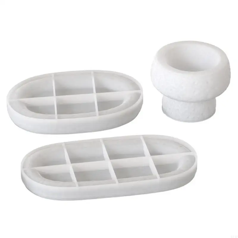 91AF Flexible Silicone Plate Mould Oval Shaped Tray Cup Mold Jewelry Supplies