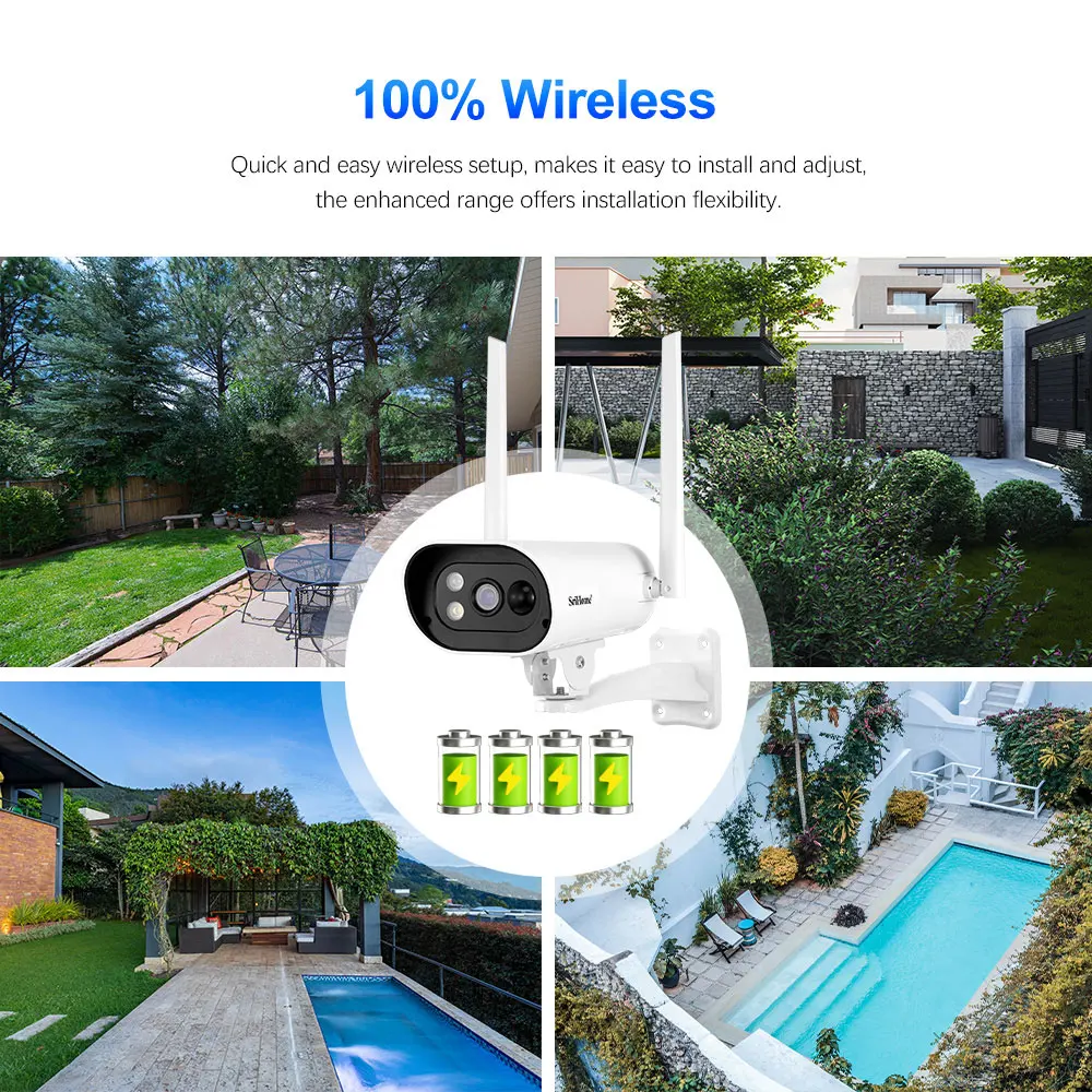 SriHome 4MP Solar WIFI Camera Auto Tracking Two-way Audio PIR detection Rainproof Video Surveillance Mobile Remote View