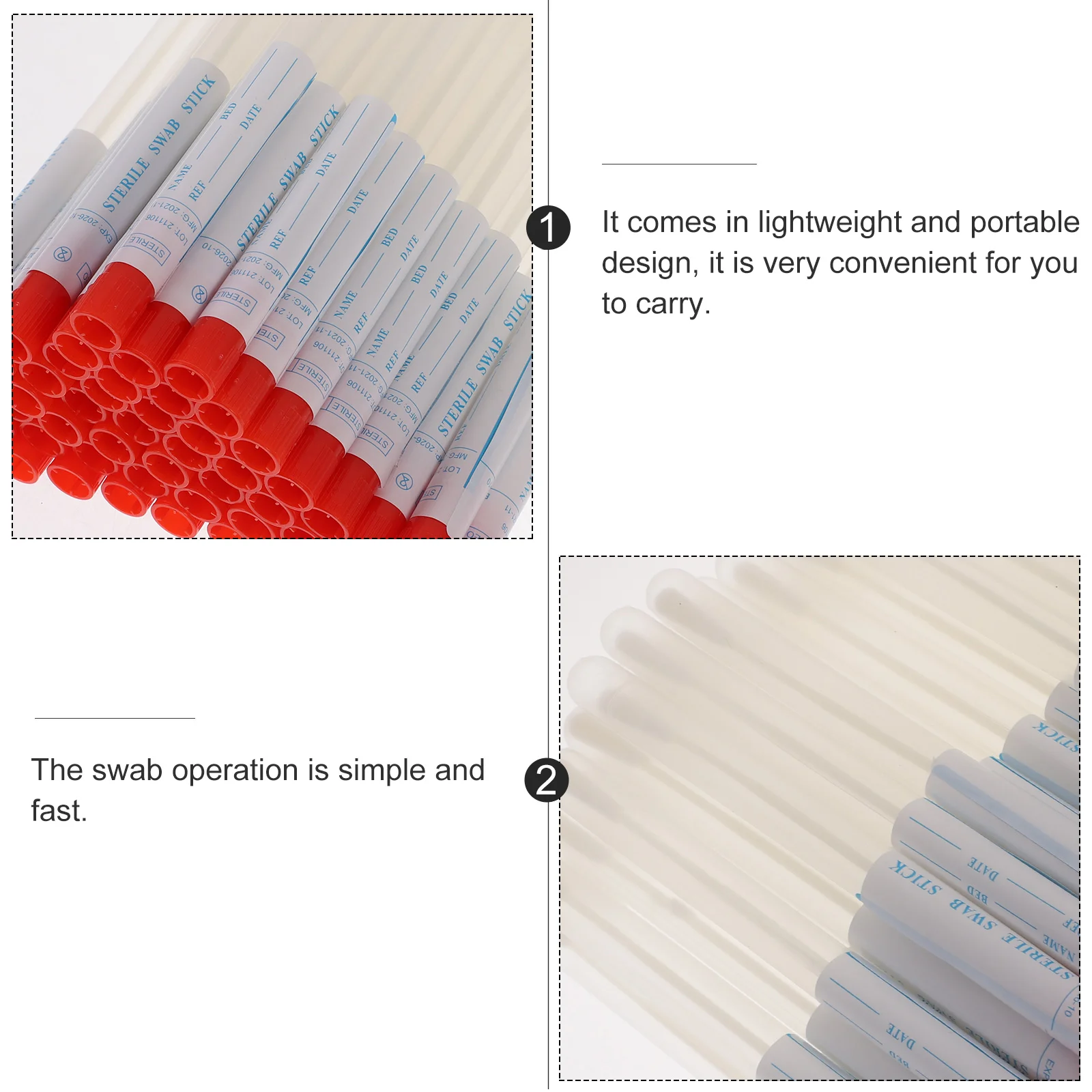 50 Sets Sampling Swab Portable Throat Swabs Specimen Oral Hospital Plastic Supply