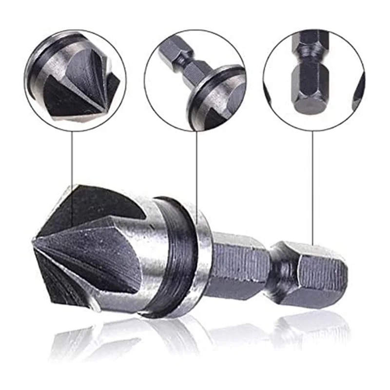 AEE2-3 PCS Juego de orificios de avellanador hexagonales de 1/4 pulgadas de 12/16/19 mm para broca de cambio rápido de metal y madera fácil de usar