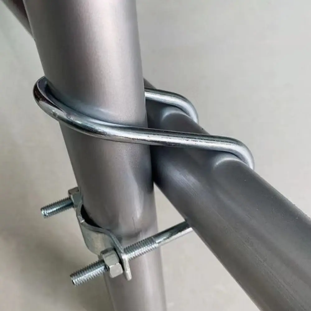 Durable Galvanized Double U Cross Clamp 20 25 32 40 50 M8 Screw Connector Pipe Clamp Steel U Bolt Clamp Pipe Connection