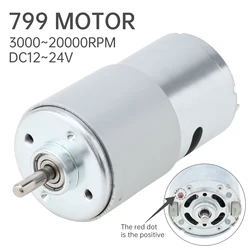 799 DC Motor 12-24V 20000RPM Large Torque Micro Motor with Double Ball Bearing for Power Tools Vacuum Cleaners Fans DIY Toys