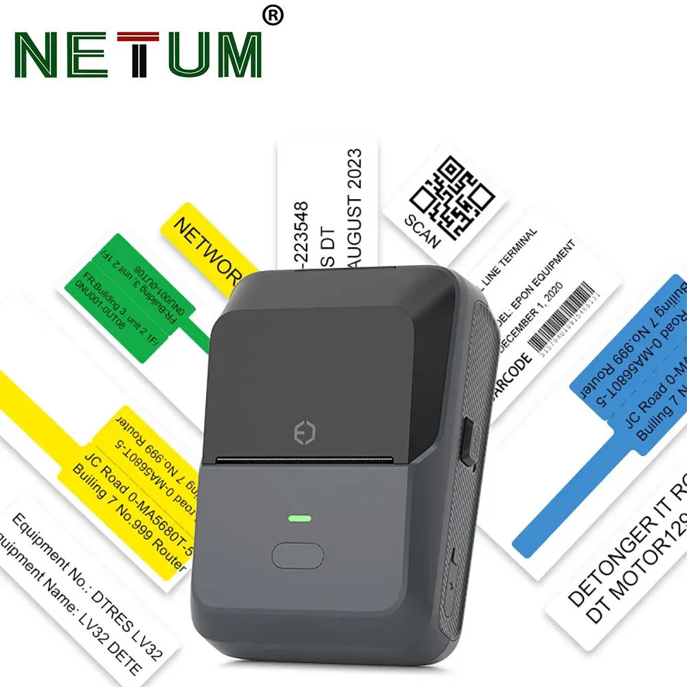 NETUM Bluetooth Portable Label Printer Easy to Use for Office Home Business Mini Portable Printer Wireless Thermal Printer P2