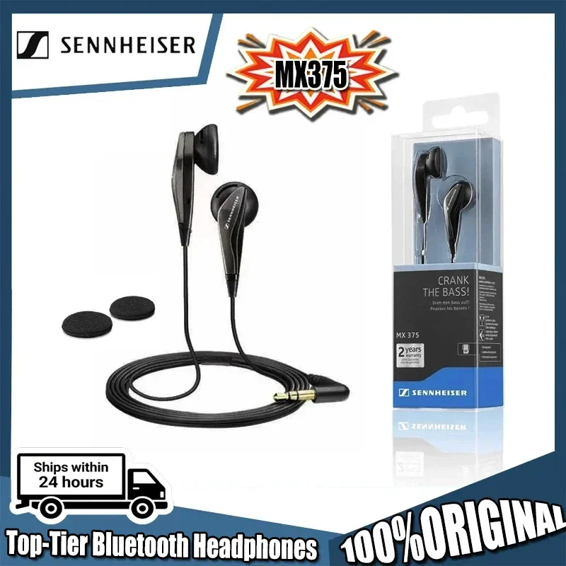

Оригинальные стереонаушники Sennheiser MX375 с глубоким басом, 3,5 мм, спортивные наушники с HD-разрешением, HIFI, с шумоподавлением