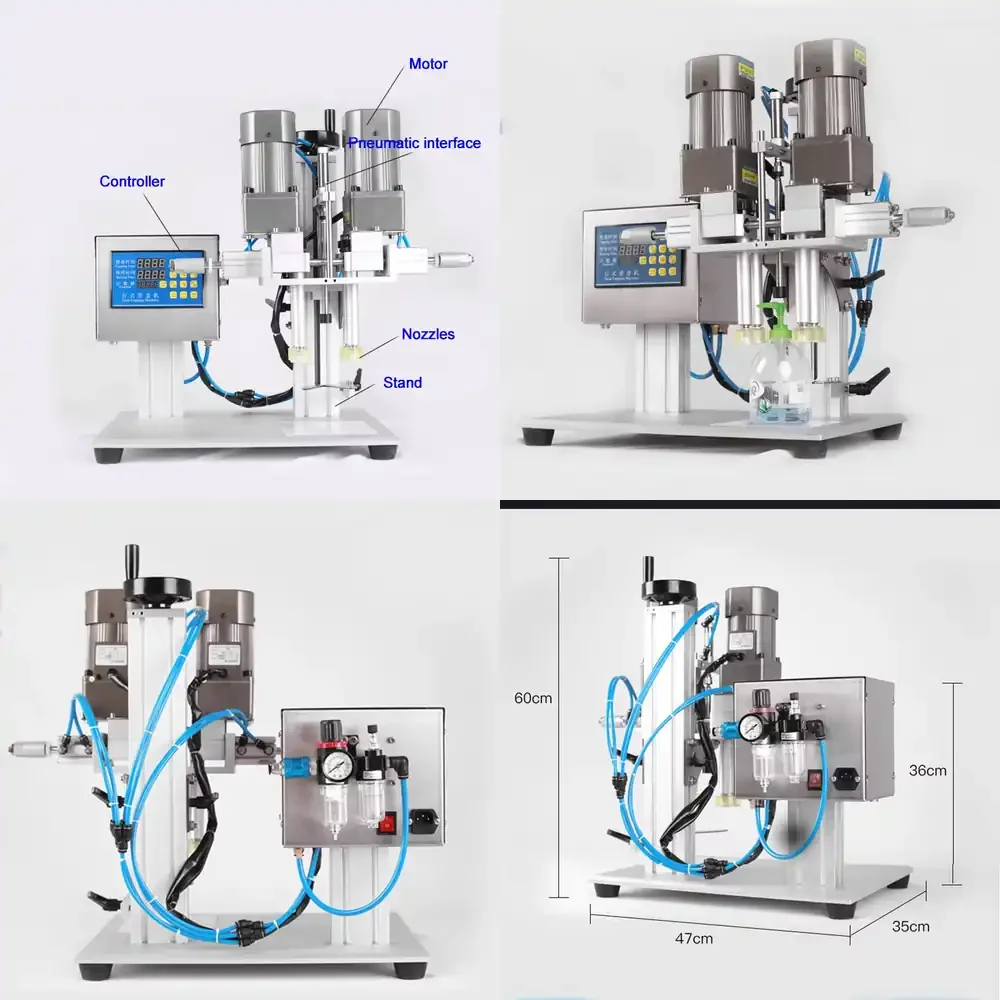 DOVOLL Semi Automatic Pneumatic Motor Wood Food Paper Plastic Glass Bottle Cans Jar Screwing Capping Sealing Packing Machine