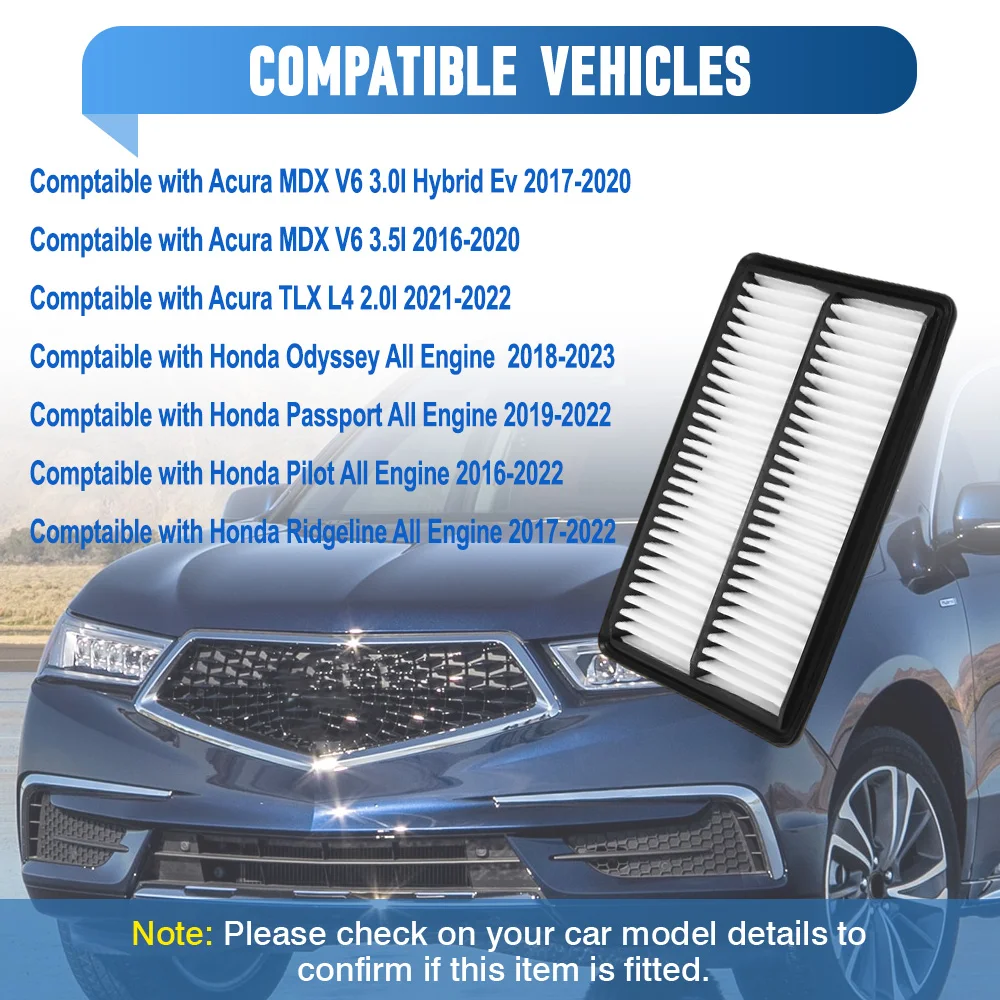 

For Honda Odyssey Passport Pilot Ridgeline Acura TLX MDX Car Engine Air Filter 17220-5J6-A10 EAF032 MT-061 Auto Air Cleaner