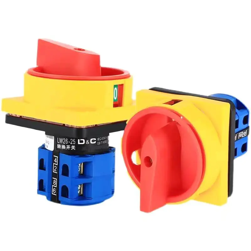 

LW26-20/2GS 20A 25A 4-полюсный поворотный кулачковый резервный переключатель, 2-позиционный переключатель ВКЛ-ВЫКЛ с навесным замком, 8-контактный главный переключатель