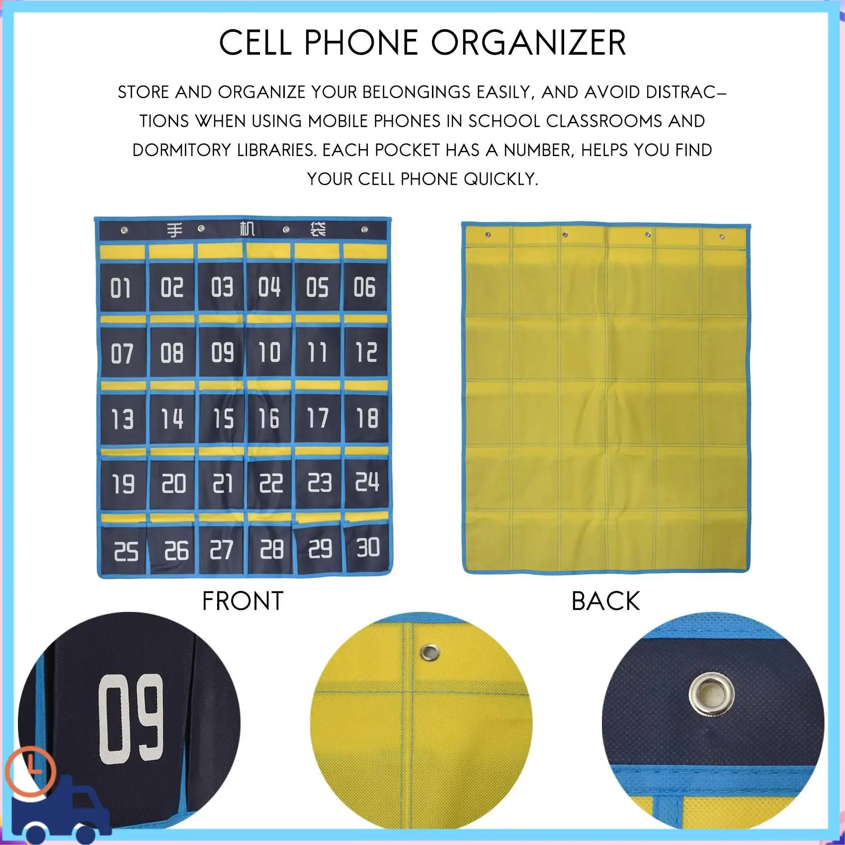 

Latest 30 Numbered Pockets Chart Cell Phone Hanging Organizer Hanging Storage Bag For Classroom Calculator Mobile Phone Holders