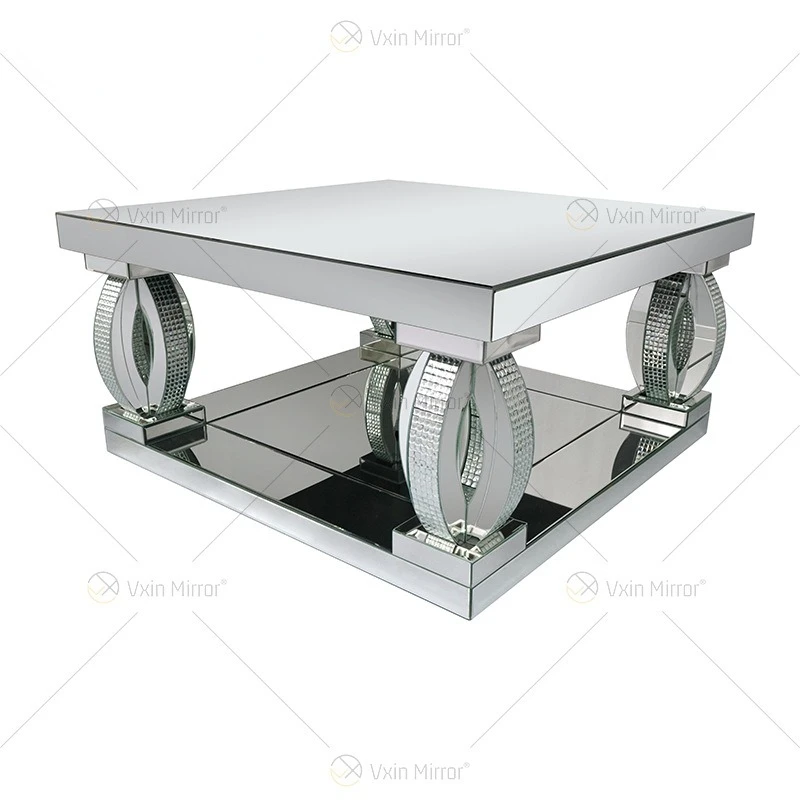 Mirror coffee table, American style furniture, glass decoration table, living room, sofa, side table, storage table,