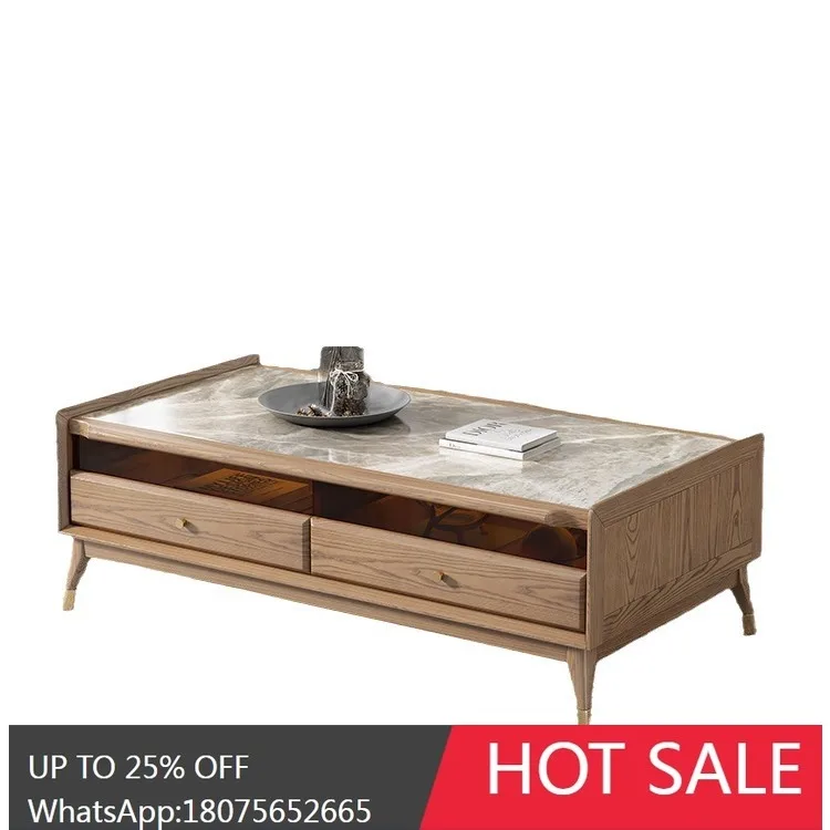 

HLZ Nordic Solid Wood Rock Slab TV Cabinet Set Modern Simple Floor Cabinet