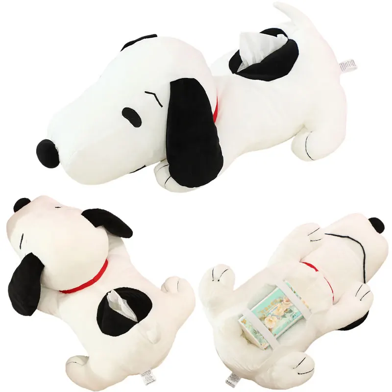 

Snoopy Plush Tissue Box Paper Case Solid Color Cartoon Dog Shape Storage Napkin Holder Organizer Ornament Desktop Tissue Holder