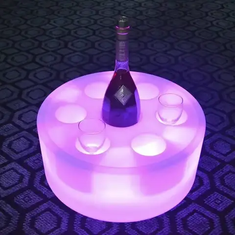 LED 충전식 7 컵 조명 서빙 트레이, 빛나는 양주 병 디스플레이 트레이, 다채로운 변경 칵테일 파티 서비스 트레이