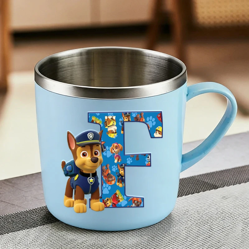 Paw Patrols Stainless Steel Milk Mugs Chase Dog Letter A-Z Water Cups Cartoon Print Drink Mugs for School Home Coffice Tea Mugs