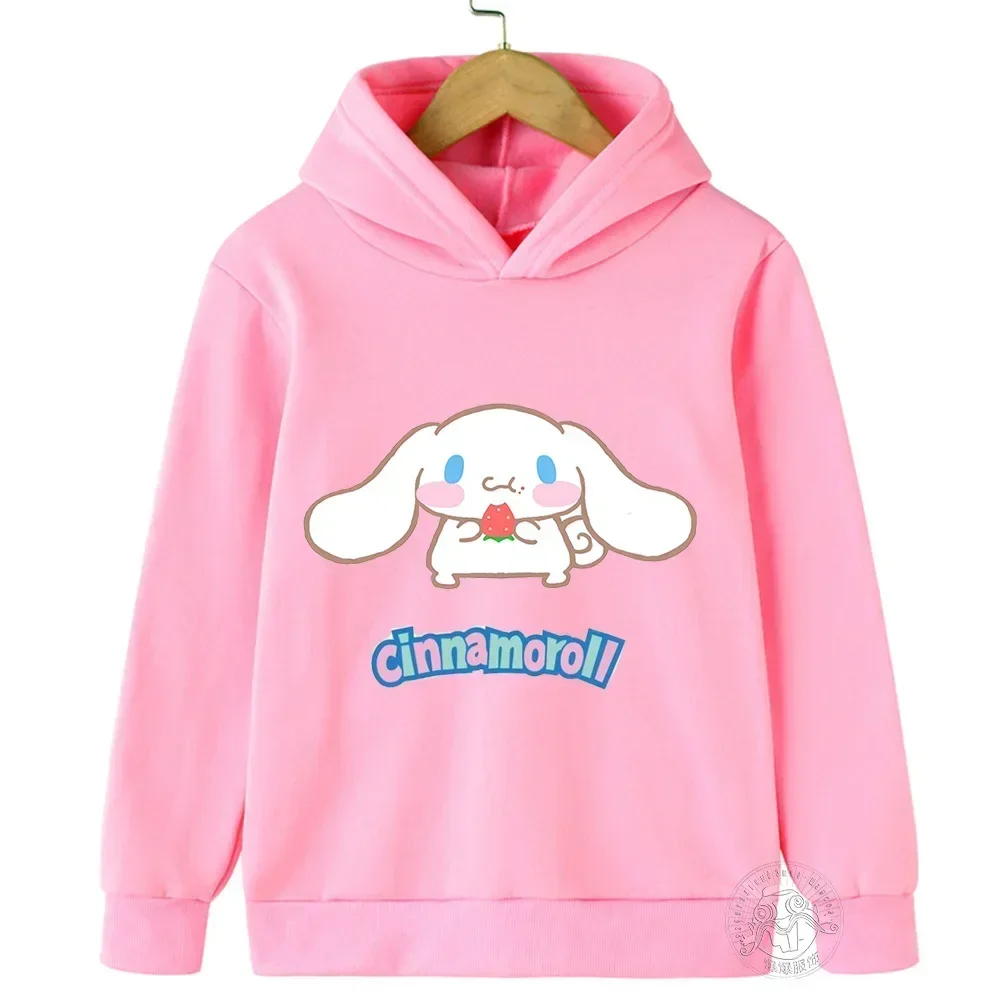 Hoodies infantis de desenhos animados Cinnamoroll, pulôver infantil, moletom de bebê, roupas de meninos, roupas femininas, moda quente, primavera, outono