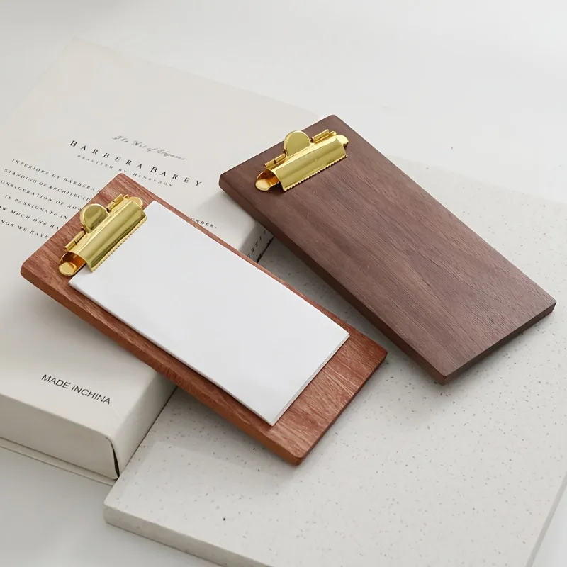 2pcs Thick Smooth Board Anti-rust Metal Clip Wood Menu Holder Cafe Beverage Price Display Check Board for Restaurant