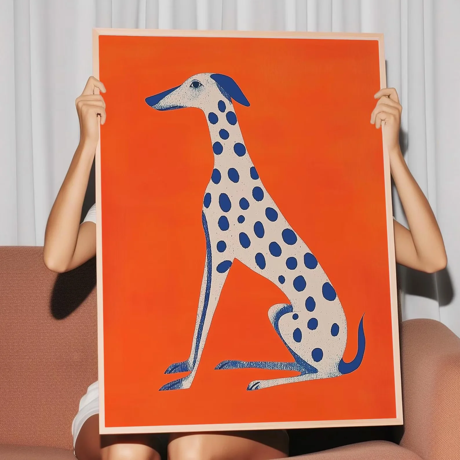 Dalmatiner-Hunde-Wandkunstdruck, auffällige abstrakte Tierillustration, moderne Haustierdekoration aus der Mitte des Jahrhunderts, verspieltes digitales Download-Kunstwerk