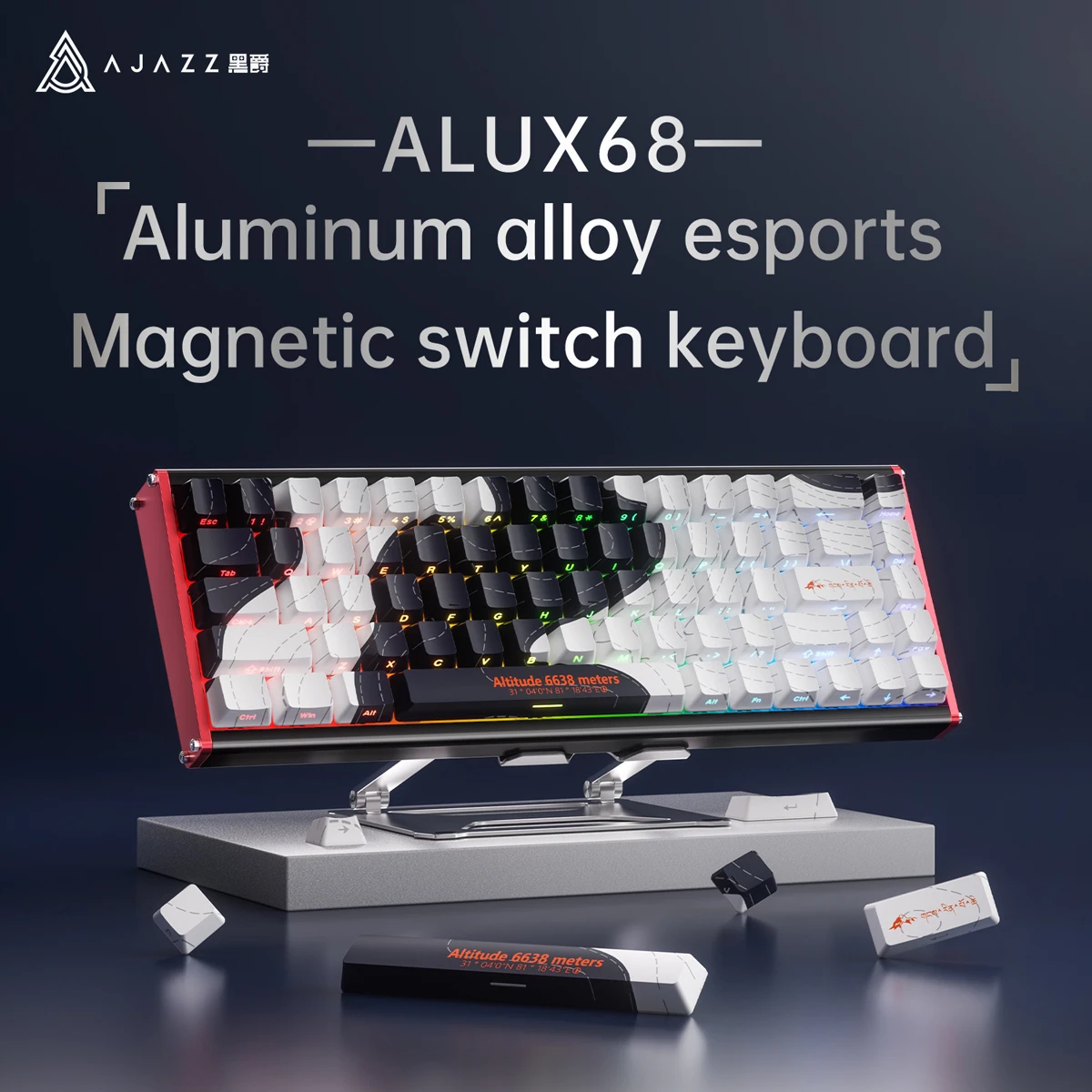 AJAZZ ALUX68 Wired Mechanical Keyboard Magnetic Switch Side Printed Keycaps RGB Backlit Gaming Keyboard for PC Laptop Gamers