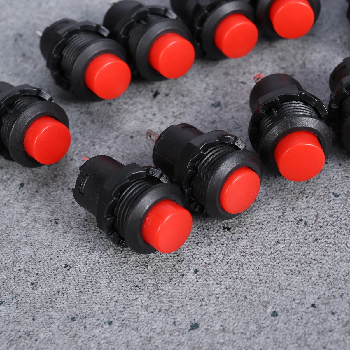 

10Pcs Spst Normally Open Red Black Round Push Button Kit 3a 125V Latching Screw Mount Industrial Control Switch