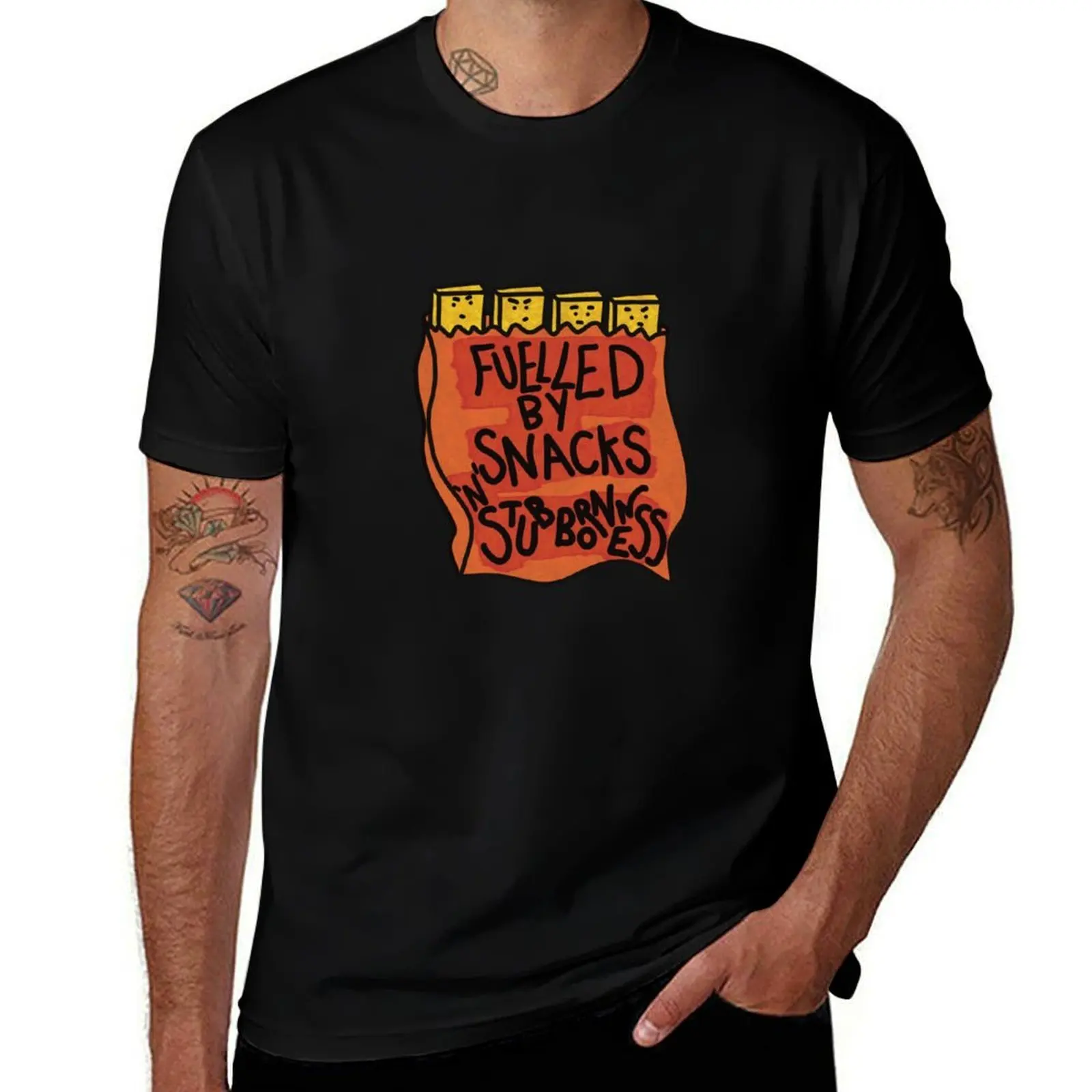 Alimenté par les collations et la ténacité ! T-shirt fantaisie avec motif graphique