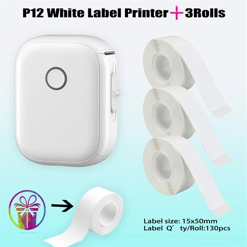 P12 Thermal Label Printer Transfer Bluetooth Labeling Machine DIY Independent Creative Intelligent Consumable Label Printer Mini