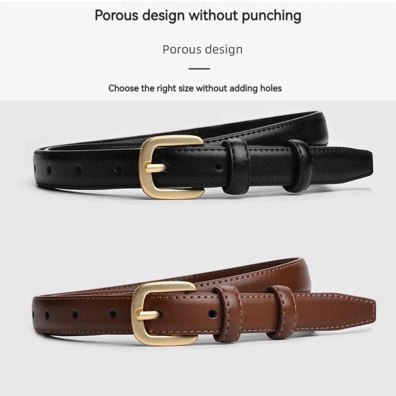 Women's belt fashion versatile jeans belt women's simple Korean version high-end trend ins style trouser belt black