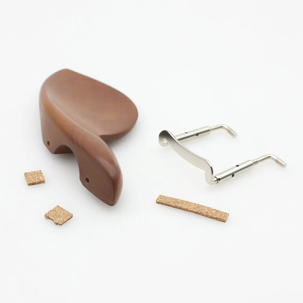 3/4-4/4 Size Violin Chinrest Solid Jujube Wood / Cork Buffer / Screws Violin Jaw Support Luthier Grade Replacement Part