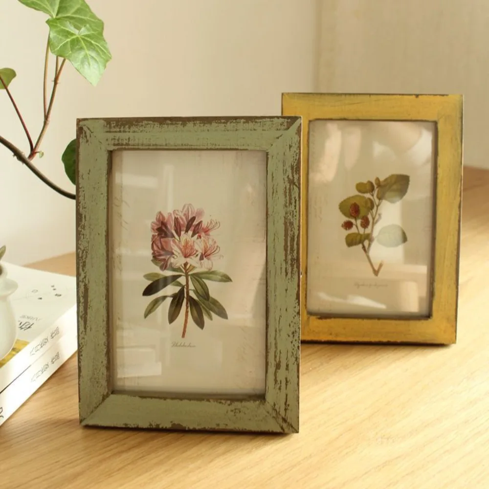 Solid Wood Photo Frame Fashion 5 Colors 5inch Draw Frame Wall Hanging Picture Frame Stand Commemorative