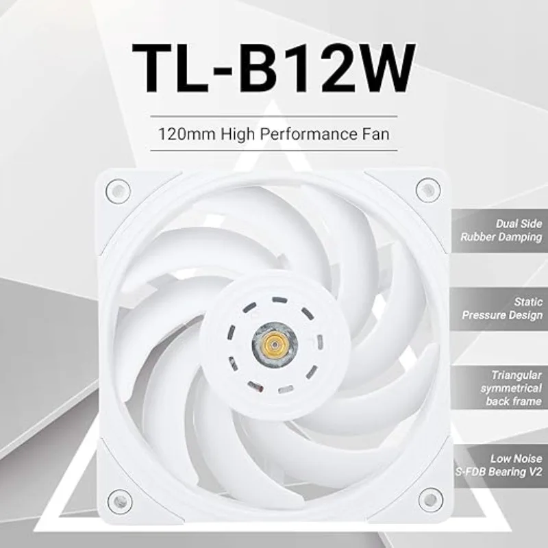 Thermalright TL-B12W 120mm ventilateur CPU ventilateur de boîtier d'ordinateur contrôle PWM 2150 tr/min Performance de pression statique S-FDB ventilateur de refroidissement à roulement